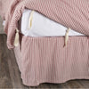 Custom Bed Skirt Farmhouse Ticking Red King Bed Skirt 80Lx78Wx16