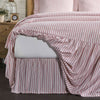Custom Bed Skirt Timeless Ticking Red Ruffled King Bed Skirt 80Lx78Wx16