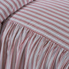 Custom Bedspread Timeless Ticking Red Ruffled Twin Bedspread 76Lx39W+27
