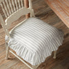 Custom Chair Pad Timeless Ticking Gray Ruffled Chair Pad 16Lx16W