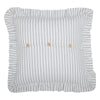 Custom Euro Sham Timeless Ticking Gray Ruffled Fabric Euro Sham 26Lx26W