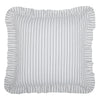 Custom Euro Sham Timeless Ticking Gray Ruffled Fabric Euro Sham 26Lx26W