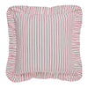 Custom Euro Sham Timeless Ticking Red Ruffled Fabric Euro Sham 26Lx26W