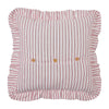 Custom Euro Sham Timeless Ticking Red Ruffled Fabric Euro Sham 26Lx26W