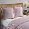 Custom Euro Sham Timeless Ticking Red Ruffled Fabric Euro Sham 26Lx26W