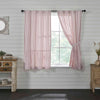Custom Panel Timeless Ticking Red Ruffled Short Panel Set of 2 63Lx36W