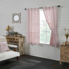 Custom Panel Timeless Ticking Red Ruffled Short Panel Set of 2 63Lx36W