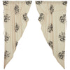 Custom Prairie Panel Lydia Black Prairie Curtain Set of 2 63Lx36Wx18