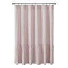 Custom Shower Curtain Timeless Ticking Red Ruffled Shower Curtain 72Lx72W
