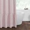 Custom Shower Curtain Timeless Ticking Red Ruffled Shower Curtain 72Lx72W