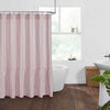 Custom Shower Curtain Timeless Ticking Red Ruffled Shower Curtain 72Lx72W
