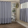 Custom Shower Curtain Vintage Check Blue Shower Curtain 72Lx72W
