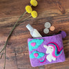 Global Groove Life Accessories Handcrafted Unicorn Felt Coin Zipper Pouch