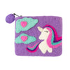 Global Groove Life Accessories Handcrafted Unicorn Felt Coin Zipper Pouch