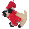 Global Groove Life Holiday Big Dog Pug Felt Christmas Ornament