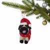 Global Groove Life Holiday Big Dog Pug Felt Christmas Ornament