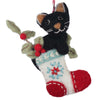 Global Groove Life Holiday Black Kitty in Stocking Felt Christmas Ornament