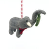 Global Groove Life Holiday Elephant and Misletoe Felt Christmas Ornament