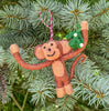 Global Groove Life Holiday Monkey and Misletoe Felt Christmas Ornament