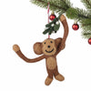 Global Groove Life Holiday Monkey and Misletoe Felt Christmas Ornament