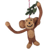 Global Groove Life Holiday Monkey and Misletoe Felt Christmas Ornament