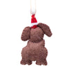 Global Groove Life Holiday Ornaments Chocolate Labrador Santa Handmade Felt Ornaments, Set of 2