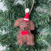 Global Groove Life Holiday Ornaments Chocolate Labrador Santa Handmade Felt Ornaments, Set of 2