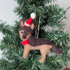 German Shepherd Santa Handmade Felt Ornaments, Set of 2 - The Village Country Store 