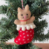 Kitty Cat in Stocking Handmade Felt Ornament - The Village Country Store 