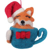 Global Groove Life Holiday Santa Fox Coffee Cup Felt Christmas Ornament