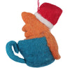 Global Groove Life Holiday Santa Fox Coffee Cup Felt Christmas Ornament