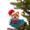 Global Groove Life Holiday Santa Fox Coffee Cup Felt Christmas Ornament