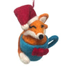Global Groove Life Holiday Santa Fox Coffee Cup Felt Christmas Ornament