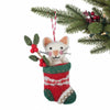 Global Groove Life Holiday White Kitty in Stocking Felt Christmas Ornament