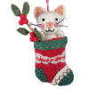 Global Groove Life Holiday White Kitty in Stocking Felt Christmas Ornament