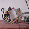 Playful Cat Trio Painted with Sunflowers Haitian Steel Drum Wall Art - The Village Country Store 