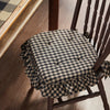 Mayflower Market Chair Pad Black Check Ruffled Chair Pad 16.5x18