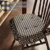 Mayflower Market Chair Pad Black Check Ruffled Chair Pad 16.5x18