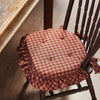 Mayflower Market Chair Pad Burgundy Check Ruffled Chair Pad 16.5x18