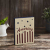 Mayflower Market Figurine America Stars & Stripes Wooden Block 8x6x1.25