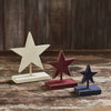 Mayflower Market Figurine RWB Hanging Wooden Stars w/ Display Base Set of 3