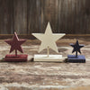 Mayflower Market Figurine RWB Hanging Wooden Stars w/ Display Base Set of 3