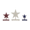 Mayflower Market Figurine RWB Hanging Wooden Stars w/ Display Base Set of 3