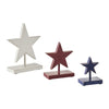 Mayflower Market Figurine RWB Hanging Wooden Stars w/ Display Base Set of 3