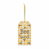 Mayflower Market Ornament Buzzy Bees Bee Sweet Honey Check MDF Tag Ornament w/ Ribbon 7x3.75x0.5