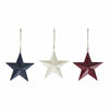 Mayflower Market Ornament Painted Metal RWB Stars Ornament Set of 3 Colors 6x6x1