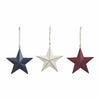 Mayflower Market Ornament Painted Metal RWB Stars Ornament Set of 3 Colors 6x6x1