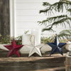 Mayflower Market Ornament Painted Metal RWB Stars Ornament Set of 3 Colors 6x6x1