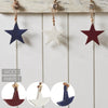 Mayflower Market Ornament RWB Wooden Star Ornaments Set of 3 4x4x0.25