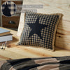 Mayflower Market Pillow Black Check Star Pillow 12x12